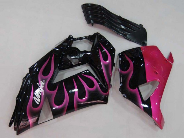 2006-2011 Glossy Black Red Pink Flame Kawasaki ZX14R ZZR1400 Motorcycle Fairings UK