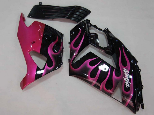 2006-2011 Glossy Black Red Pink Flame Kawasaki ZX14R ZZR1400 Motorcycle Fairings UK