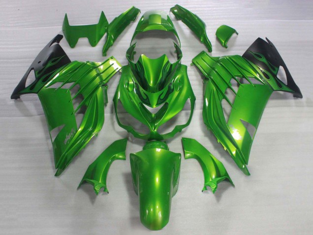 2006-2011 Green Glossy Black Kawasaki ZX14R ZZR1400 Bike Fairings UK