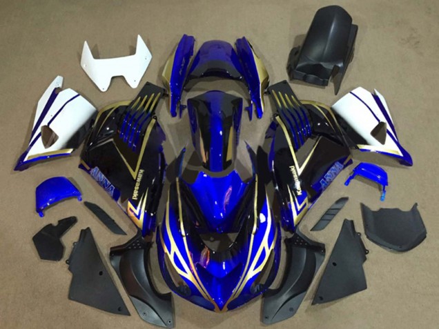 2006-2011 White Blue Gold Kawasaki ZX14R ZZR1400 Motorcycle Fairings UK