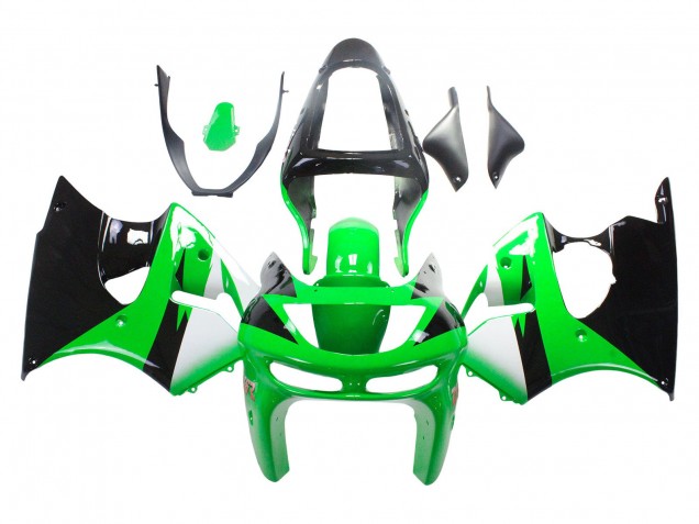 1998-1999 Green White Glossy Black Kawasaki ZX6R Motorcycle Fairings UK