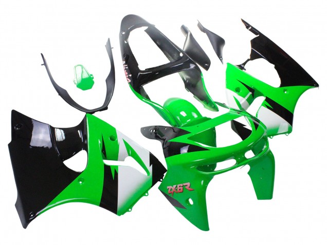 1998-1999 Green White Glossy Black Kawasaki ZX6R Motorcycle Fairings UK