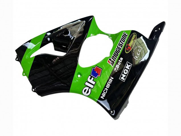1998-1999 Green Glossy Black Elf Bridgestone Kawasaki ZX6R Motorcycle Fairings UK