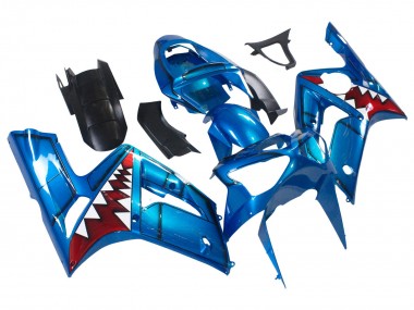 Buy 2003-2004 Blue White Red Shark Kawasaki ZX6R Motorcycle Fairings UK