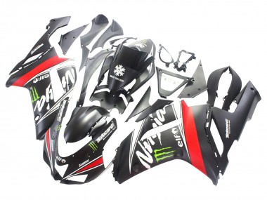 Buy 2007-2008 Black White Red with White Snow Decal Ninja Elf Kawasaki ZX6R Motorcycle Fairings UK