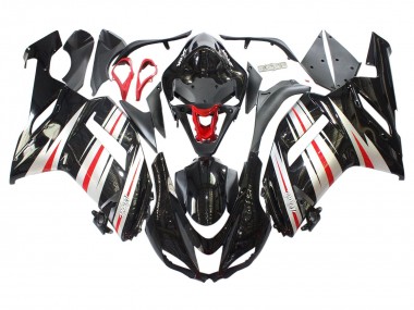 Buy 2007-2008 Black Silver Red Ninja Kawasaki ZX6R Motorcycle Fairings UK