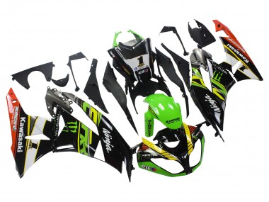 Buy 2009-2012 Green Glossy Black Yellow White Red Elf Monster Kawasaki ZX6R Motorcycle Fairings UK