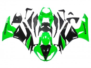 Buy 2009-2012 Green Glossy Black Kawasaki ZX6R Motorcycle Fairings UK