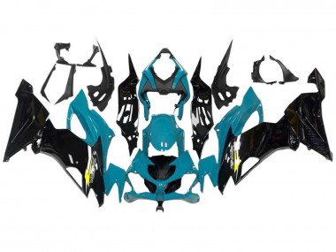 Buy 2009-2012 Light Blue Glossy Black Yellow Kawasaki ZX6R Motorcycle Fairings UK