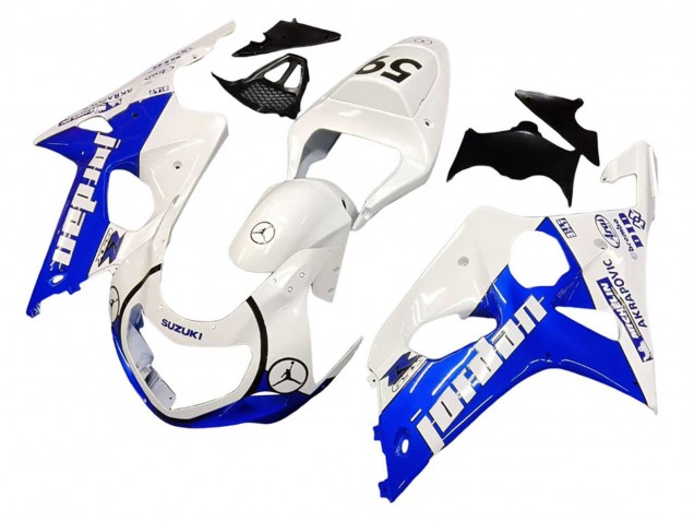 2000-2002 White Blue Jordan 59 Suzuki GSXR1000 Motorcycle Fairings UK