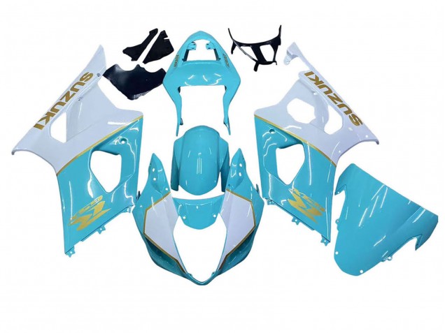 2003-2004 White Light Blue Gold Suzuki GSXR 1000 Motorcycle Fairings UK