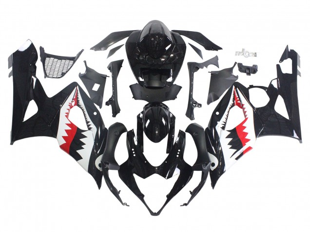 2005-2006 Glossy Black Red White Shark Suzuki GSXR 1000 Motorcycle Fairings UK