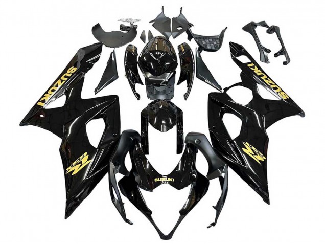2005-2006 Glossy Black Gold Decal Suzuki GSXR 1000 Motorcycle Fairings UK