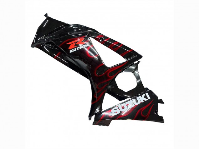 2007-2008 Black Red Flame Suzuki GSXR 1000 Motorcycle Fairings UK