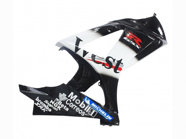 2007-2008 Glossy Black White West Suzuki GSXR 1000 Motorcycle Fairings UK