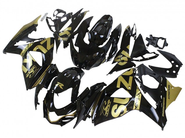 2009-2016 Glossy Black Gold Suzuki GSXR 1000 Motorcycle Fairings UK