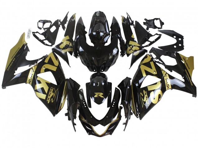 2009-2016 Glossy Black Gold Suzuki GSXR 1000 Motorcycle Fairings UK