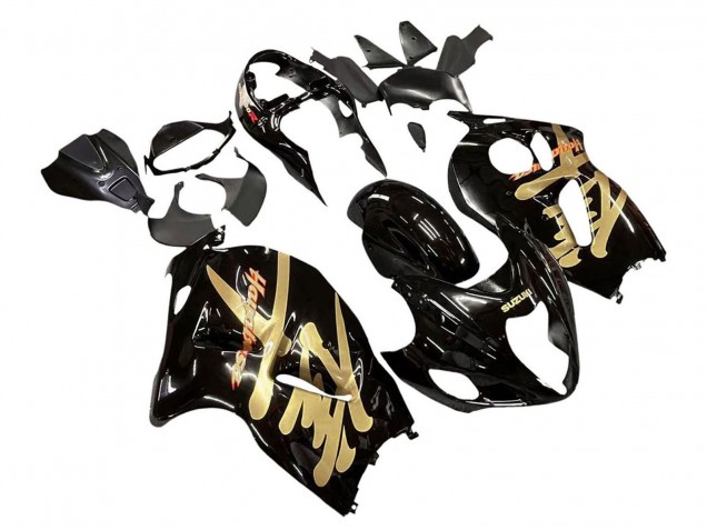 1996-2007 Glossy Black Gold Hayabusa Suzuki GSXR 1300 Hayabusa Motorcycle Fairings UK