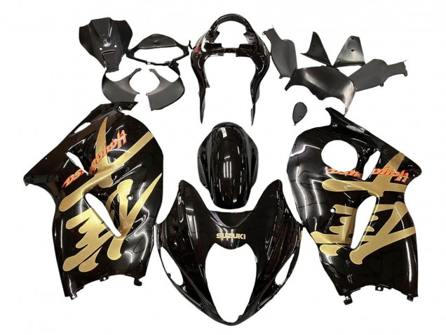 1996-2007 Glossy Black Gold Hayabusa Suzuki GSXR 1300 Hayabusa Motorcycle Fairings UK
