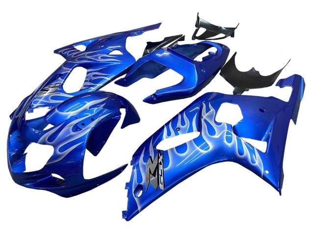 2001-2003 Blue with White Flame Suzuki GSXR 600 / GSXR 750 Motorcycle Fairings UK