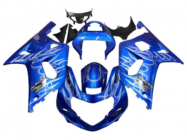 2001-2003 Blue with White Flame Suzuki GSXR 600 / GSXR 750 Motorcycle Fairings UK