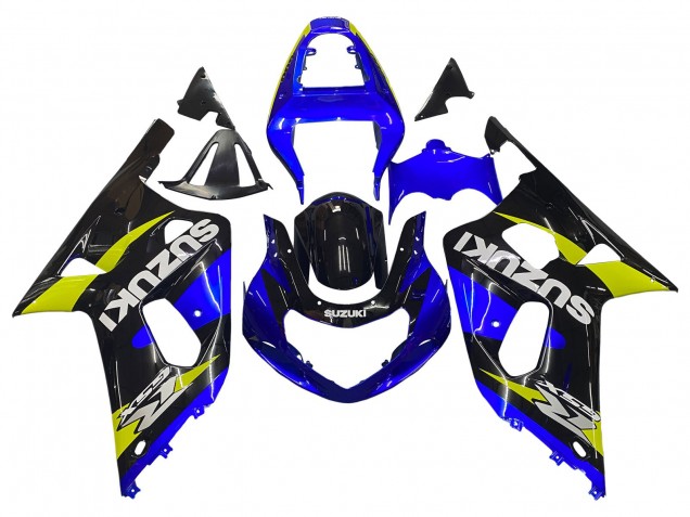 2001-2003 Blue Yellow Glossy Black Suzuki GSXR 600 / GSXR 750 Motorcycle Fairings UK