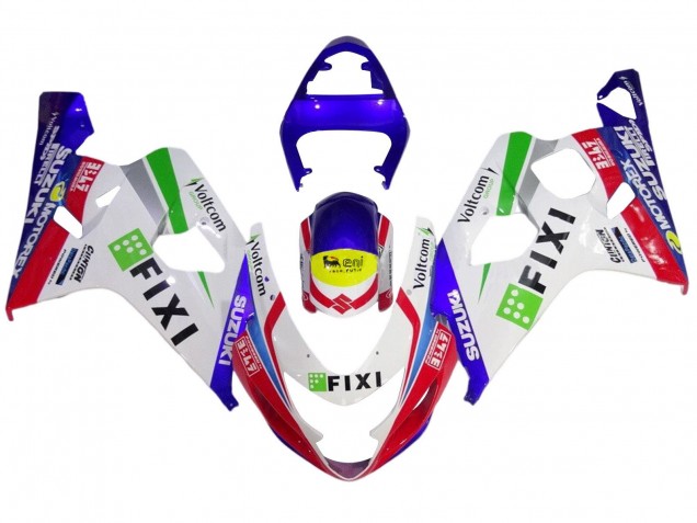 2004-2005 White Blue Red Yellow Green Fixi Suzuki GSXR 600 / GSXR 750 Motorcycle Fairings UK