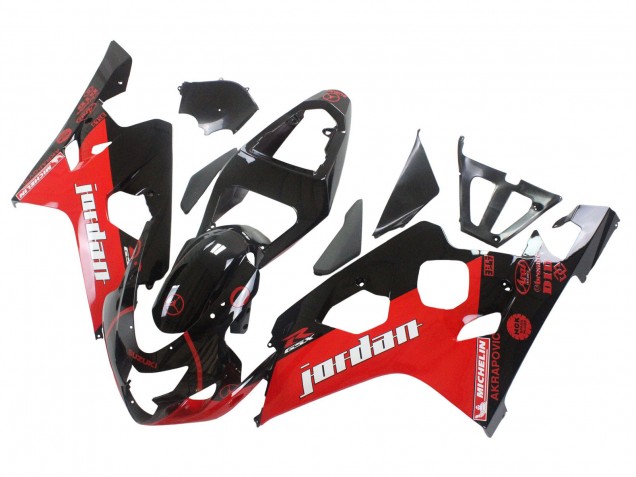 2004-2005 Glossy Black Red Jordan Michelin Suzuki GSXR 600 / GSXR 750 Motorcycle Fairings UK
