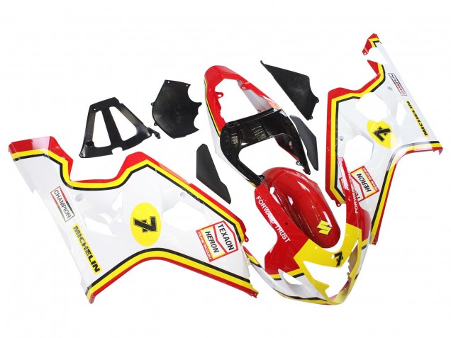 2004-2005 White Red Yellow Michelin Texaon Heron 7 Suzuki GSXR 600 / GSXR 750 Motorcycle Fairings UK