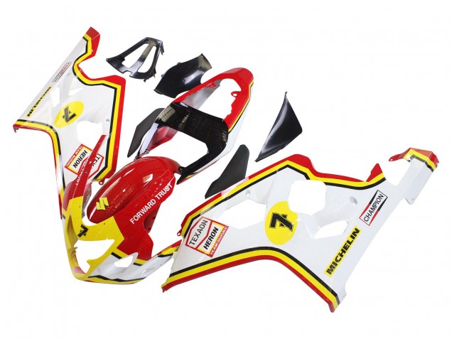 2004-2005 White Red Yellow Michelin Texaon Heron 7 Suzuki GSXR 600 / GSXR 750 Motorcycle Fairings UK