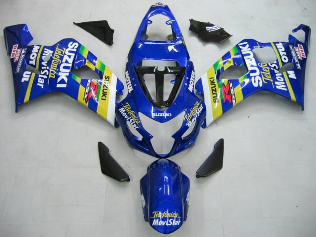 2004-2005 Blue White Yellow Green Telefumia Motul MoviStar Suzuki GSXR 600 / GSXR 750 Motorcycle Fairings UK