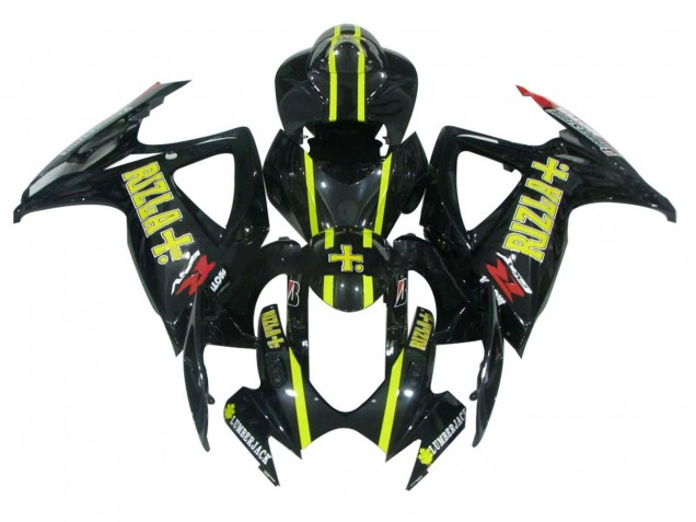 2006-2007 Glossy Black Yellow Rizla Suzuki GSXR 600 / GSXR 750 Motorcycle Fairings UK