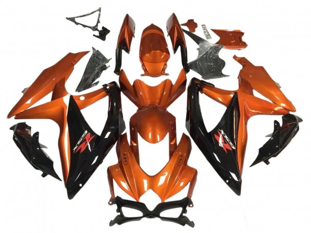 2008-2010 Orange Glossy Black Suzuki GSXR 600 / GSXR 750 Motorcycle Fairing UK