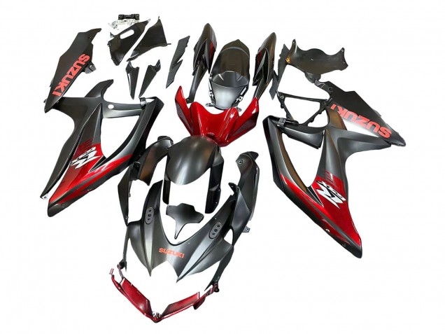 2008-2010 Matte Black Red Suzuki GSXR 600 / GSXR 750 Motorcycle Fairings UK