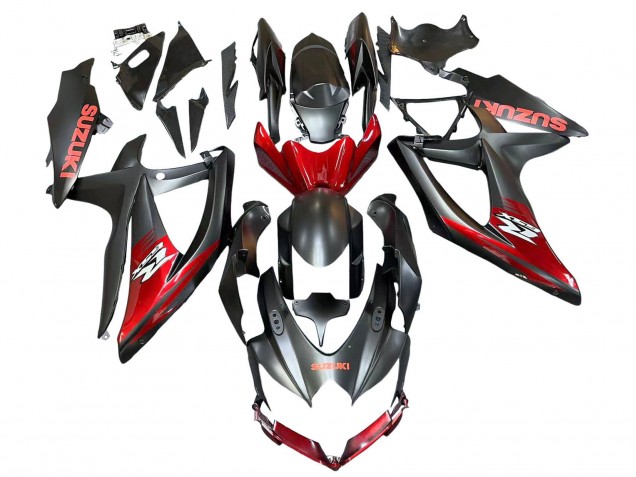2008-2010 Matte Black Red Suzuki GSXR 600 / GSXR 750 Motorcycle Fairings UK