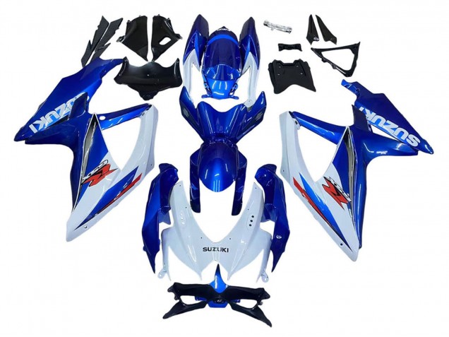 2008-2010 Blue White Red Suzuki GSXR 600 / GSXR 750 Motorcycle Fairing Kits UK