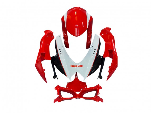 2008-2010 White Red Black Suzuki GSXR 600 / GSXR 750 Motorcycle Fairings UK
