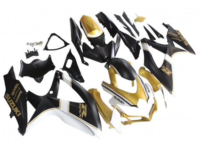 2008-2010 Matte Black White Gold Suzuki GSXR 600 / GSXR 750 Motorcycle Fairings UK