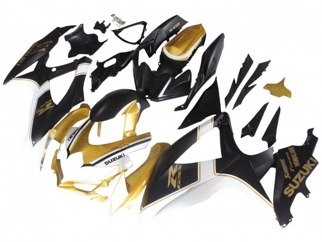 2008-2010 Matte Black White Gold Suzuki GSXR 600 / GSXR 750 Motorcycle Fairings UK