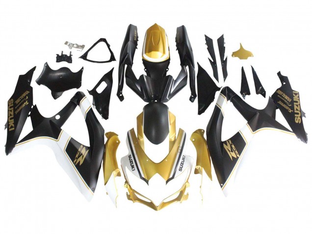 2008-2010 Matte Black White Gold Suzuki GSXR 600 / GSXR 750 Motorcycle Fairings UK