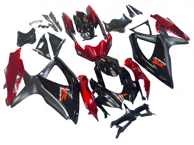 2008-2010 Red Glossy Black Suzuki GSXR 600 / GSXR 750 Motorcycle Fairing UK