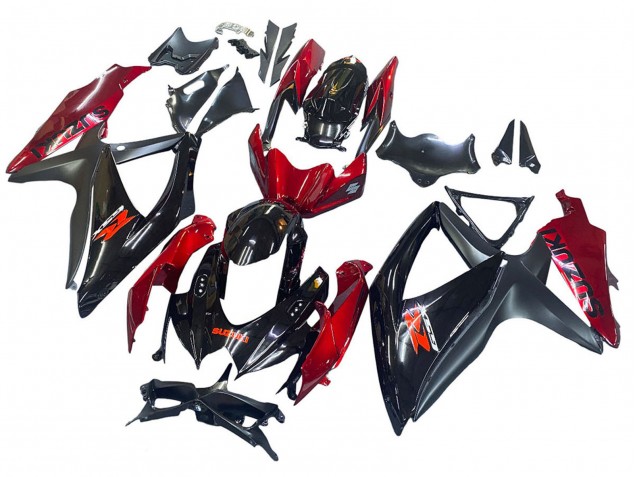 2008-2010 Red Glossy Black Suzuki GSXR 600 / GSXR 750 Motorcycle Fairing UK