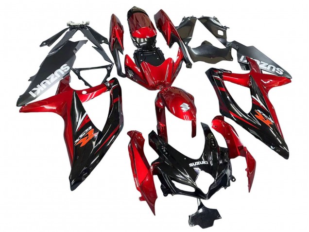 2008-2010 Red Glossy Black Suzuki GSXR 600 / GSXR 750 Motorcycle Fairings UK