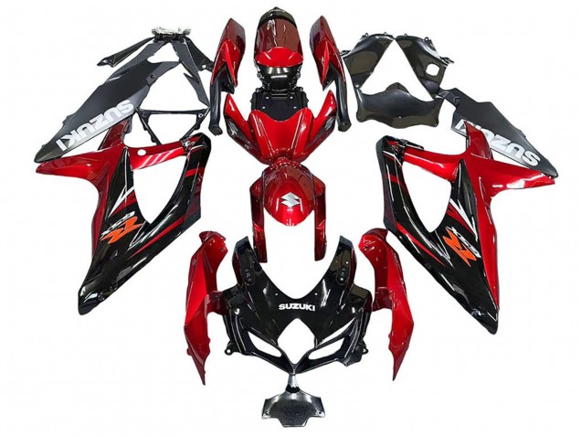 2008-2010 Red Glossy Black Suzuki GSXR 600 / GSXR 750 Motorcycle Fairings UK