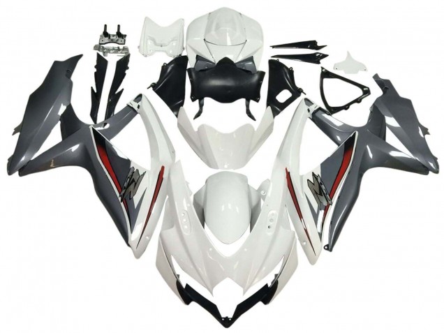 2008-2010 White Grey Red Suzuki GSXR 600 / GSXR 750 Motorcycle Fairings UK