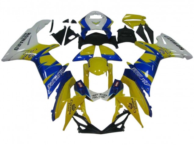 2011-2024 White Yellow Blue Alstare Corona Extra Suzuki GSXR 600 / GSXR 750 Motorcycle Fairings UK