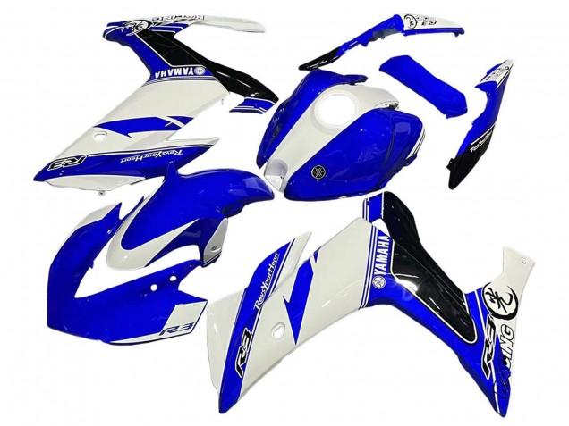 2015-2018 White Blue Black Racing Yamaha YZF R3/R25 Motorcycle Fairings UK