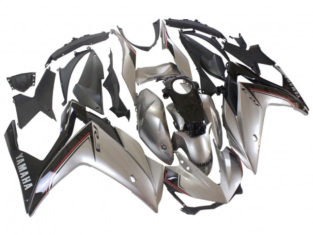2015-2018 Silver Black Yamaha YZF R3/R25 Motorcycle Fairings UK