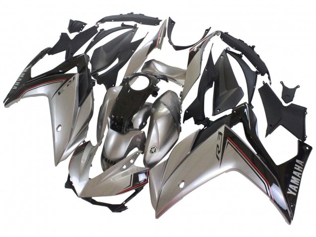 2015-2018 Silver Black Yamaha YZF R3/R25 Motorcycle Fairings UK