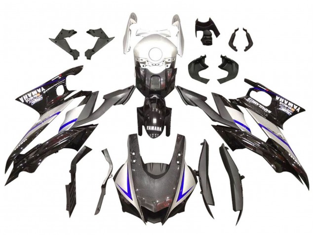 2019-2021 Silver Glossy Black Carbon Fiber Style Yamaha YZF R3/R25 Motorcycle Fairings UK